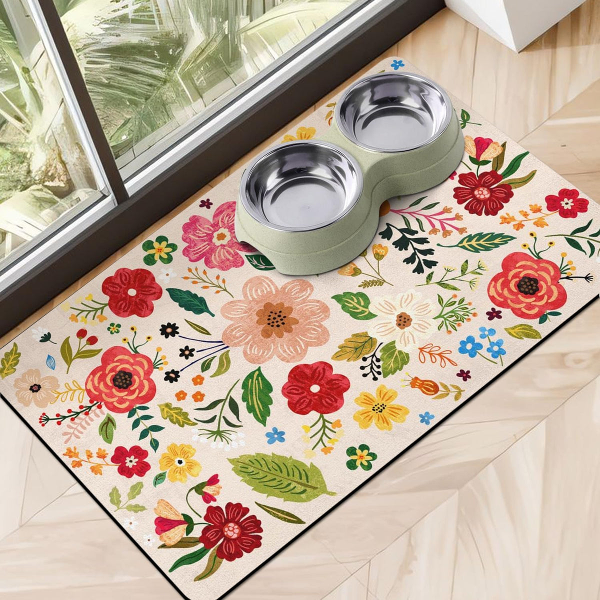Dog Food Mats for Floors, Absorbent Dog Bowl Mat for Food and Water Dispenser Mat, Quick Dry Cat