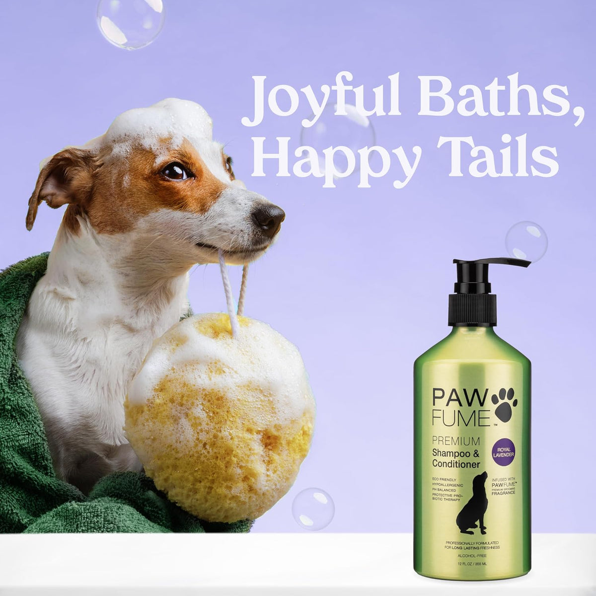 PAWFUME Dog Shedding Shampoo and Conditioner, Royal Lavender, 1-Pack – Nourish & Detangle for Silky