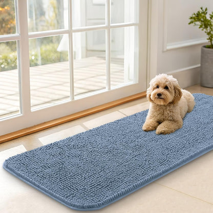 OLANLY Dog Door Mat for Muddy Paws 47x17, Absorbs Moisture and Dirt, Absorbent Non-Slip Washable