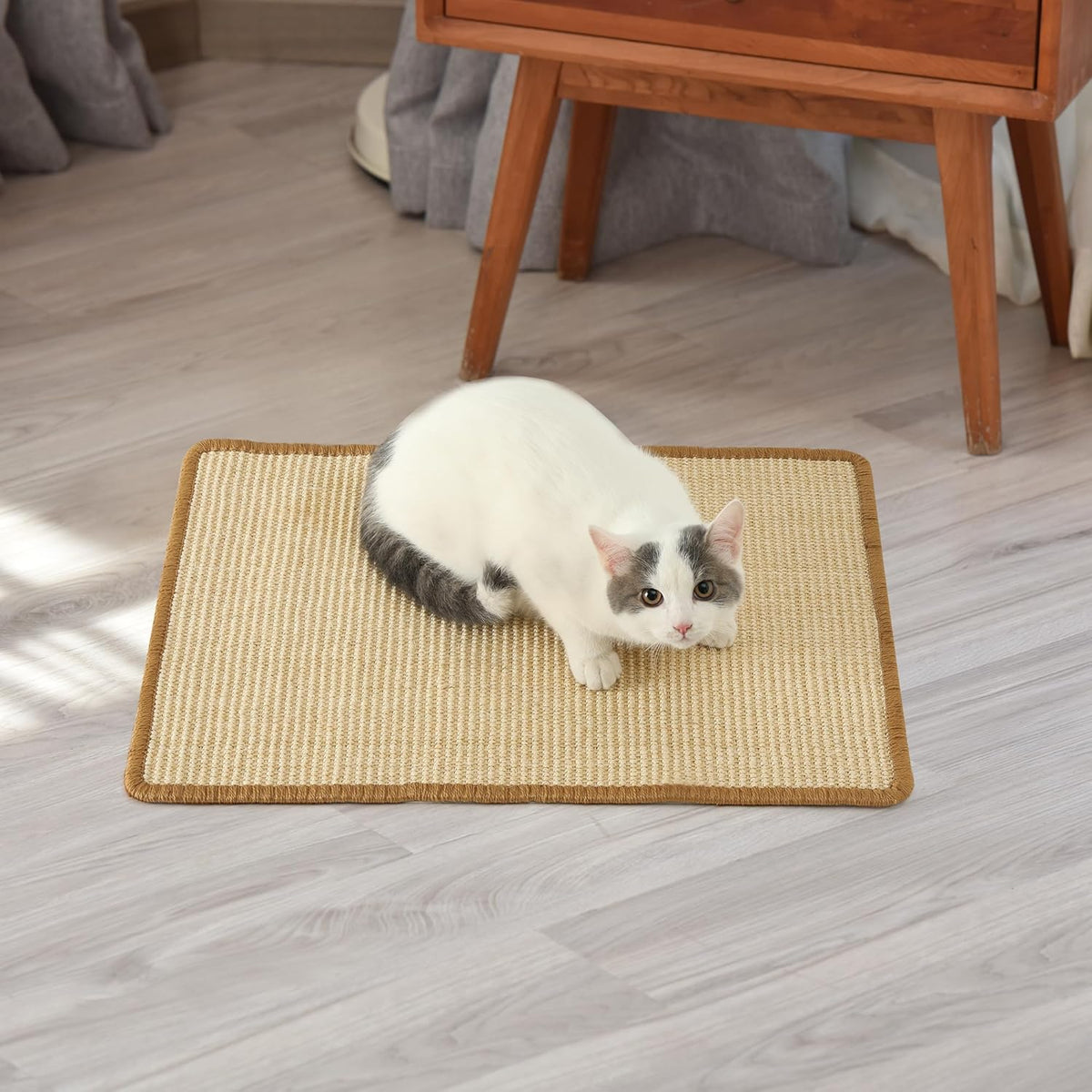 FUKUMARU Cat Scratcher Mat, 23.6 X 15.7 Inch Natural Sisal Cat Scratch Mats, Horizontal Cat Floor