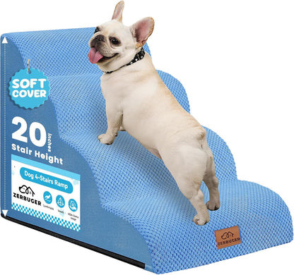 Dog Ramp and Stair for Bed 16" H-20 H,3-Step Cat Stair for Sofa and Chair,4-Step Dog Ramp for High