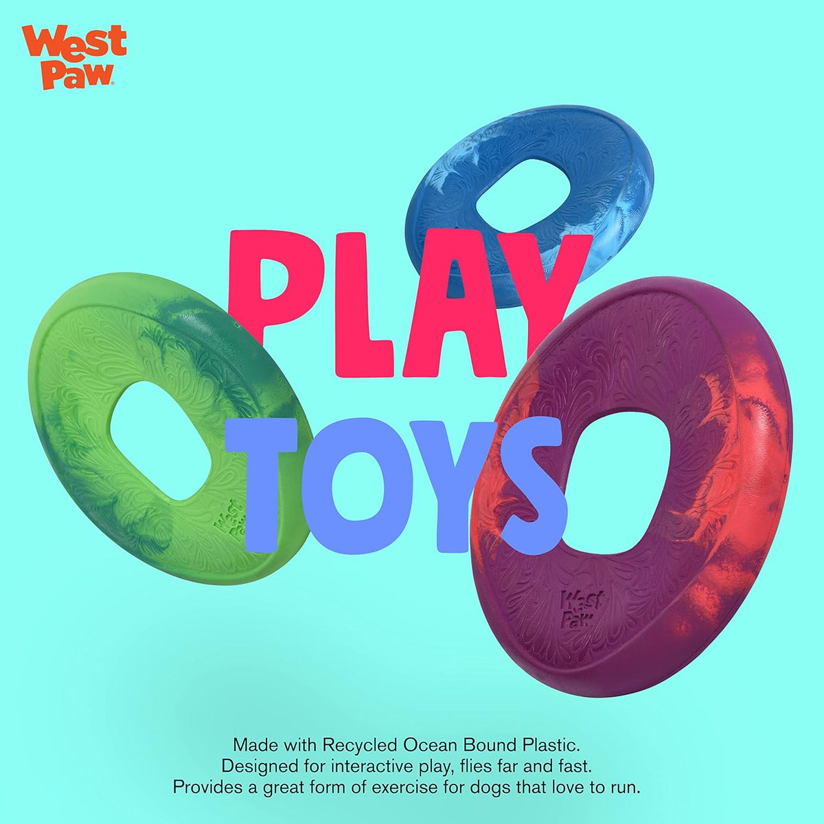 WEST PAW Seaflex Sailz Dog Toy Flying Disc - Machine Washable Eco-Friendly Zogoflex Toys for