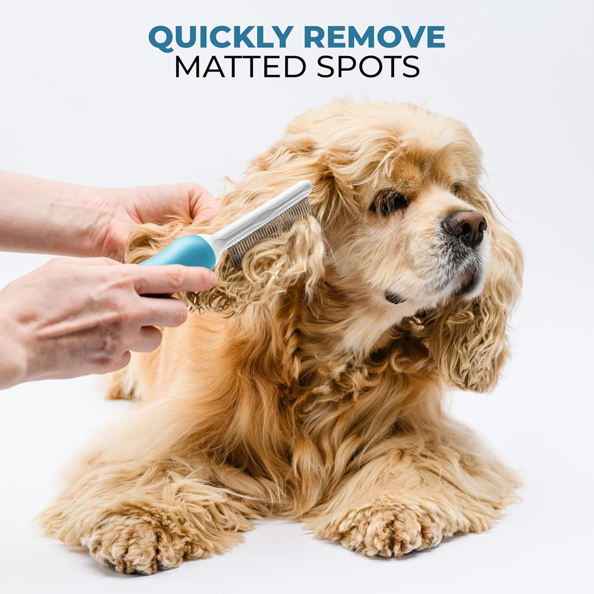 Poodle Grooming Comb - Metal Dematting Comb with Long & Short Stainless Steel Teeth for Removing