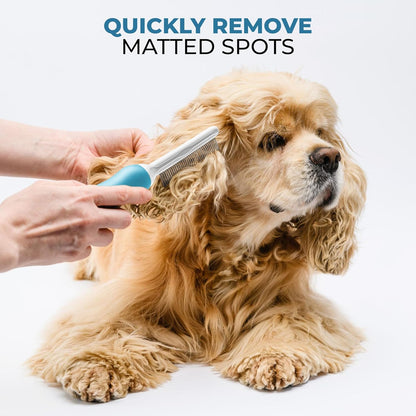 Poodle Grooming Comb - Metal Dematting Comb with Long & Short Stainless Steel Teeth for Removing