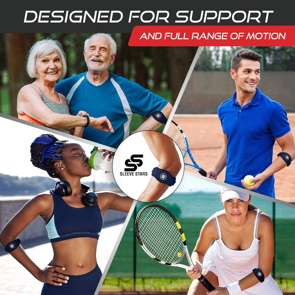 Sleeve Stars Tennis Elbow Brace for Women - Adjustable Tennis Elbow Strap, Golfers Elbow Brace for