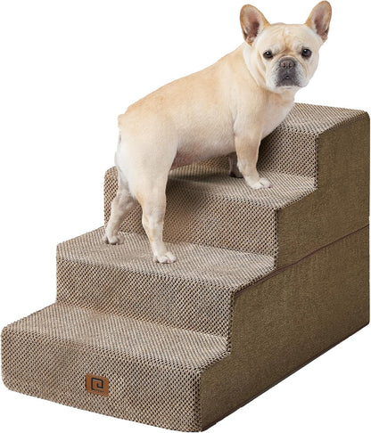 EHEYCIGA Dog Stairs for Bed 20" H, 4-Step Extra Wide Dog Steps for High Bed, Pet Steps for Small