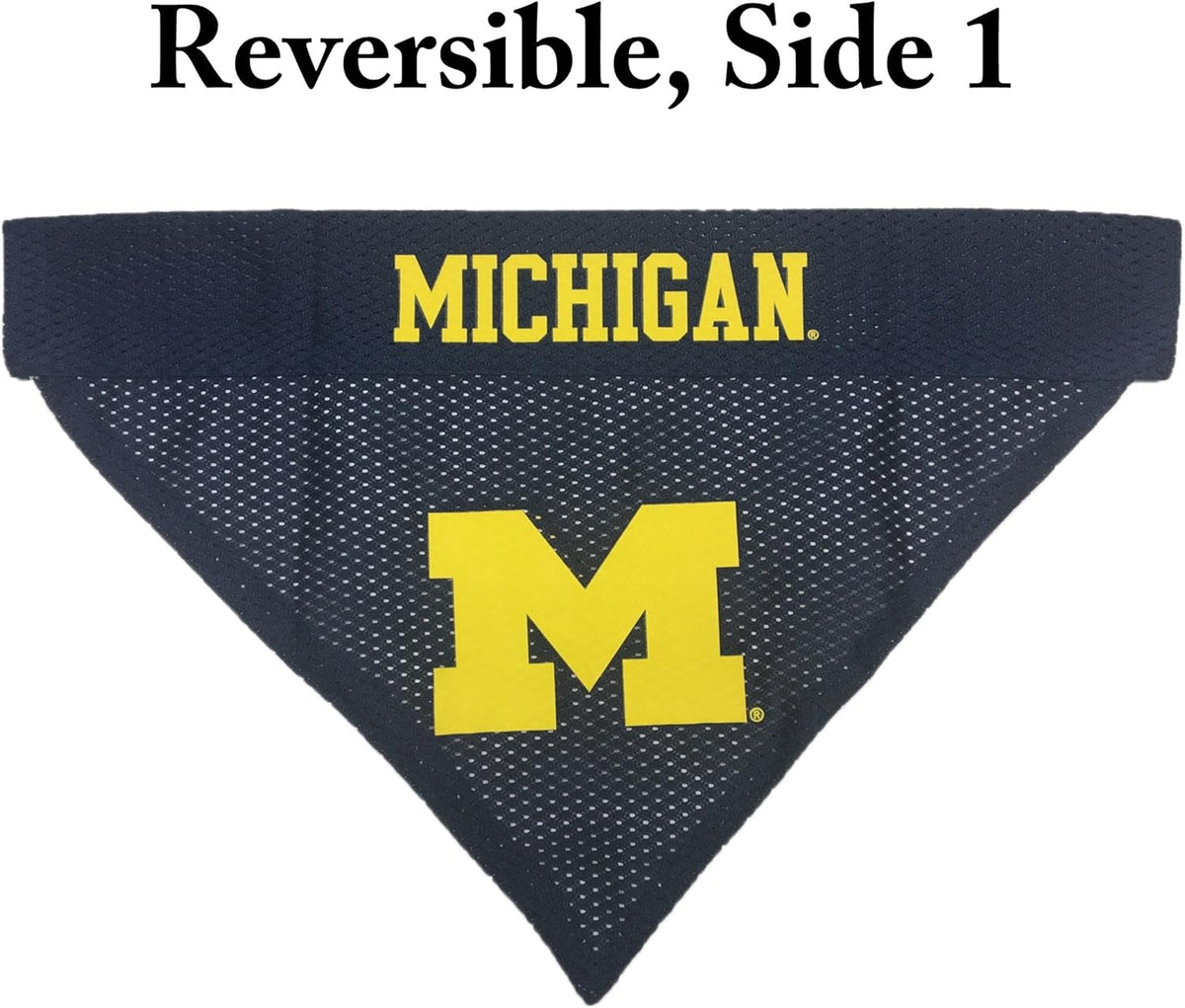 Pets First Collegiate Pet Accessories, Reversible Bandana, Michigan Wolverines, Small/Medium