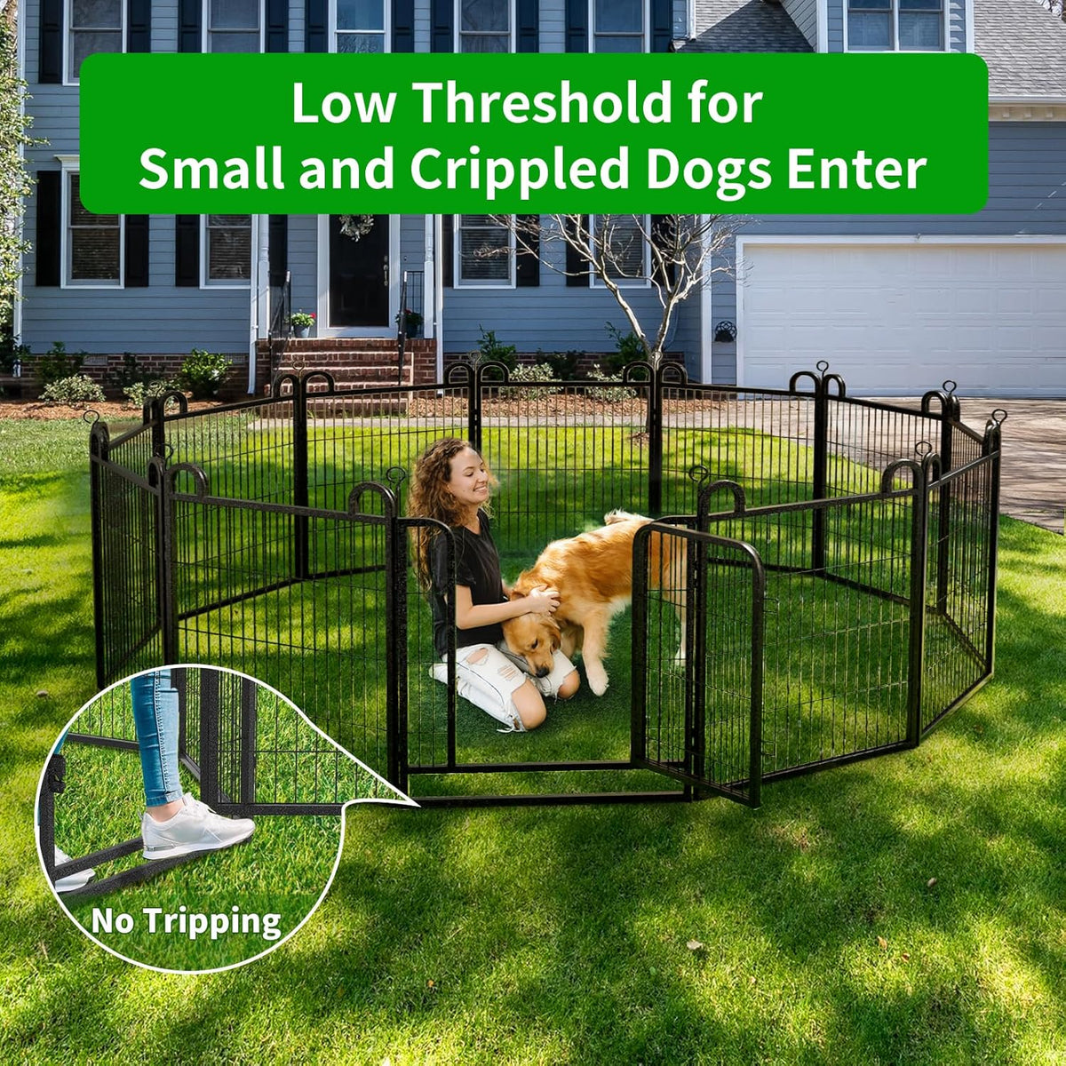 Dog Playpen Outdoor 32 Panels Heavy Duty Dog Fence 40" Height Anti-Rust with Doors Portable for RV