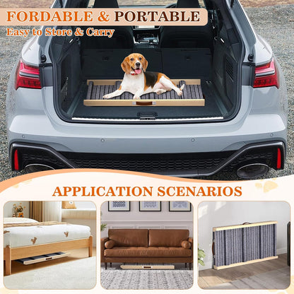Dog Ramp for Car, 71''x 17'' Extra Long Deluxe Telescoping Design Wooden Pet Ramp, Pet Stair Ramps