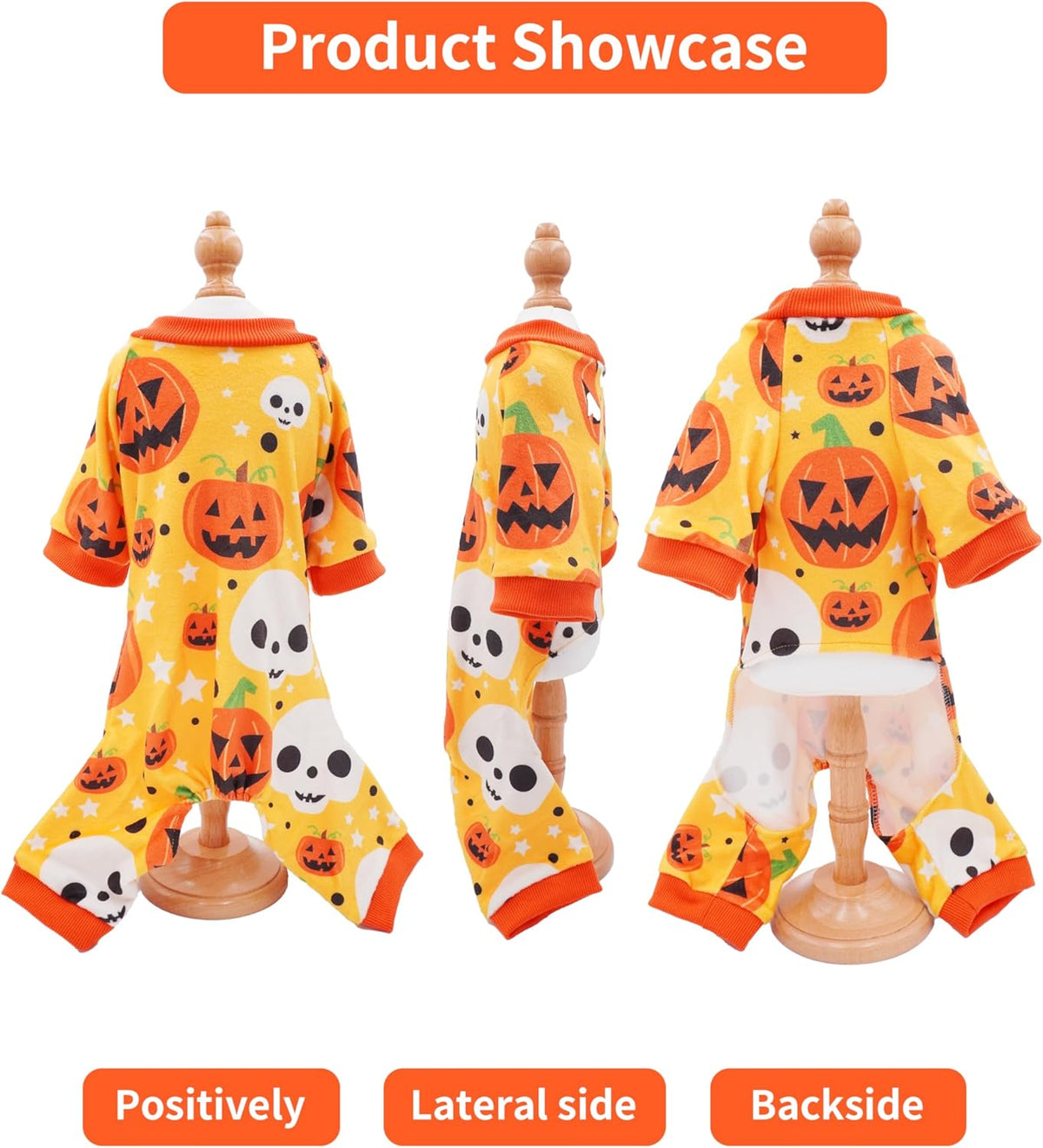 PET SHOW 4 Pack Halloween Small Dog Pajamas for Medium Dogs Onesie Pumpkin Ghost Soft Fleece