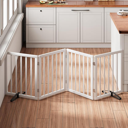 37-74" Wide Dog Gate 4 Panel Dog Gates for Stair Doorways House Indoor Freestanding Pet Gates for
