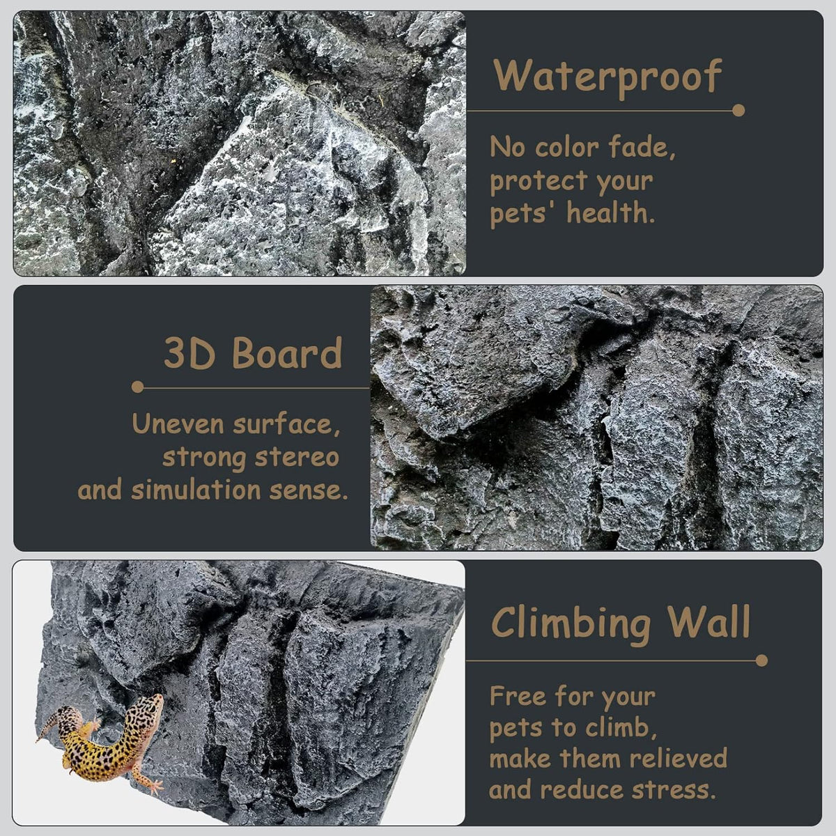 Tfwadmx Rock Terrarium Background 3D Reptile Tank Background Board Amphibian Stereo Backdrop Wall