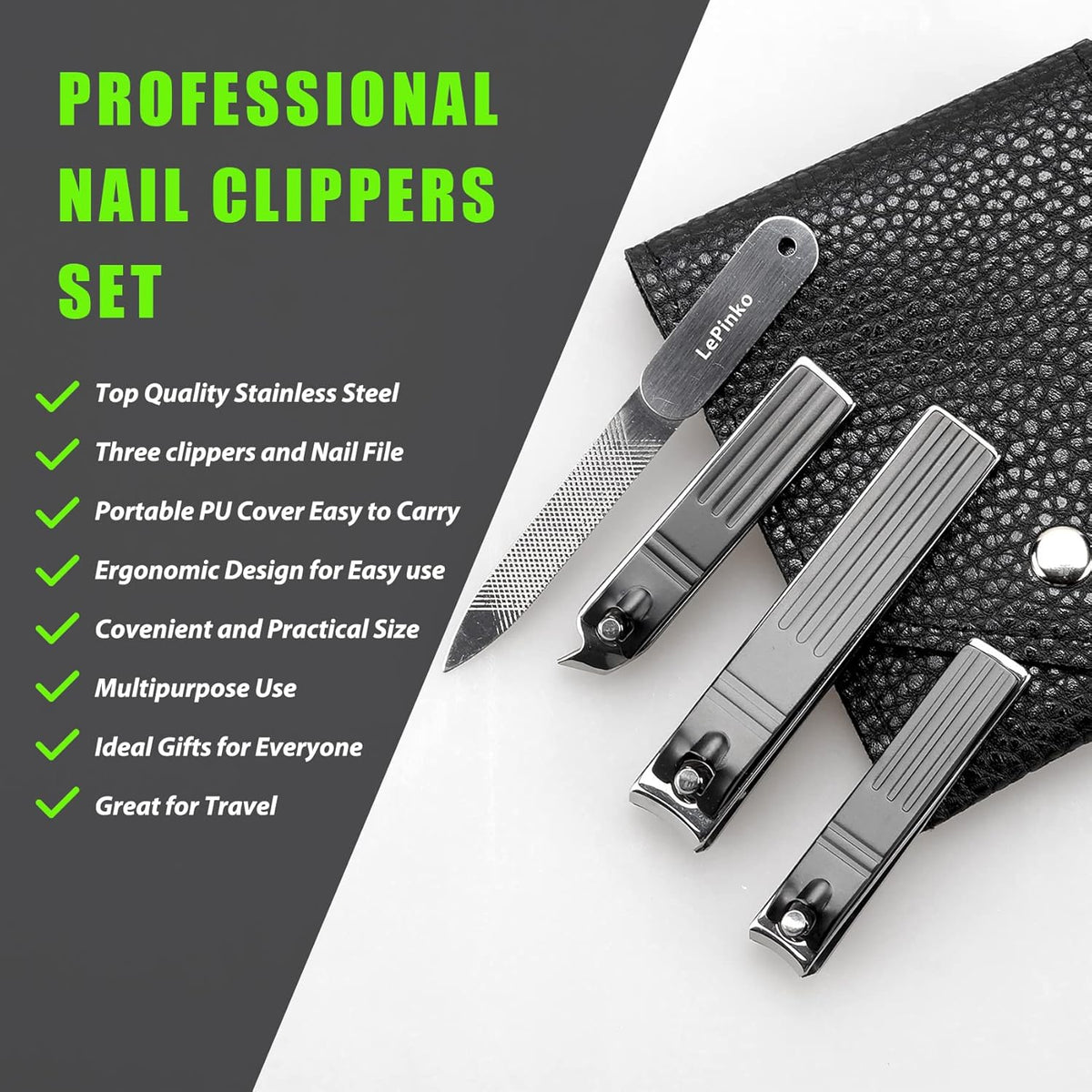 Nail Clippers Set, Toenail Clippers for Thick and Ingrown Nails, Fingernail Cutters for Men Women