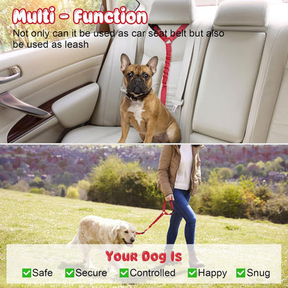 BWOGUE 2 Packs Dog Cat Safety Seat Belt Strap Car Headrest Restraint Adjustable Nylon Fabric Dog