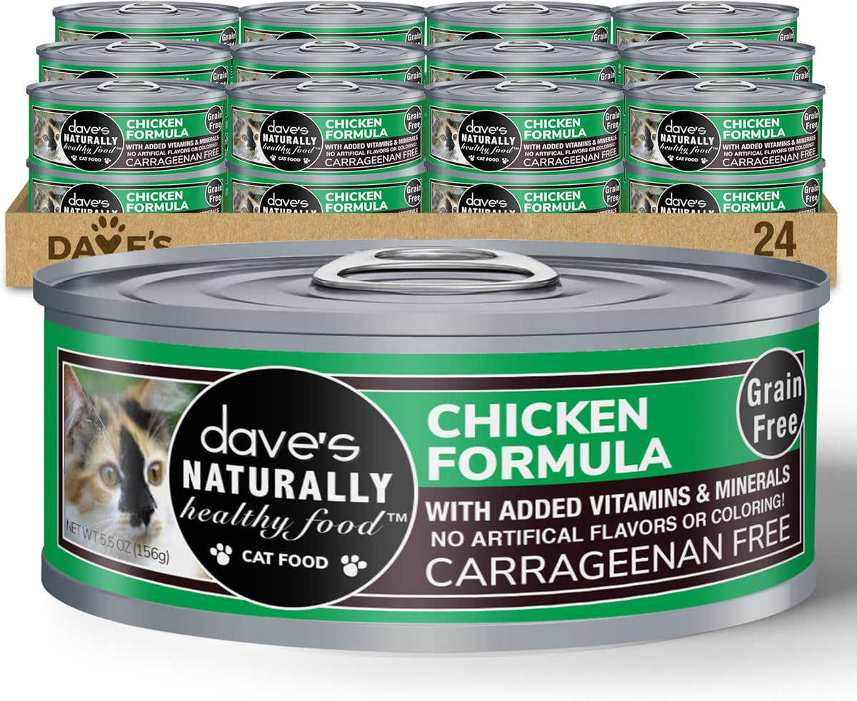 Dave's Pet Food Grain Free Wet Cat Food Pate (Chicken Formula), Made in USA Naturally Healthy