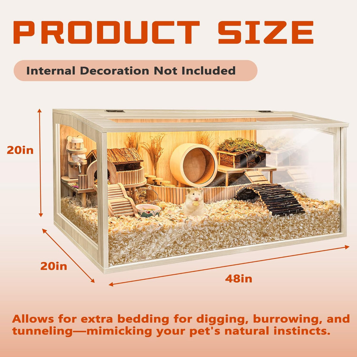 Hamster Cage Chewproof, Large Hamster Cages and Habitats, Openable Top with Acrylic Sheets, Solid