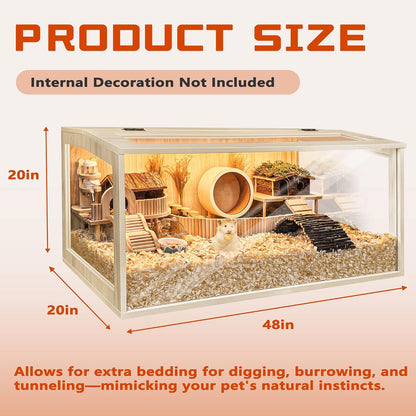 Hamster Cage Chewproof, Large Hamster Cages and Habitats, Openable Top with Acrylic Sheets, Solid