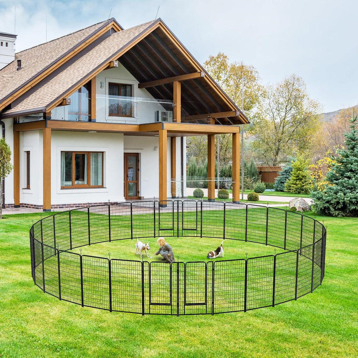 Dog Playpen Outdoor Extra Wide 32 Panels Heavy Duty Dog Fence 50" Height Anti-Rust with Doors