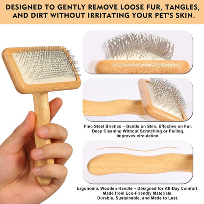 Dog Slicker Brush for Shedding & Grooming - Professional Dog Brush and Cat Brush with Coated Tips &
