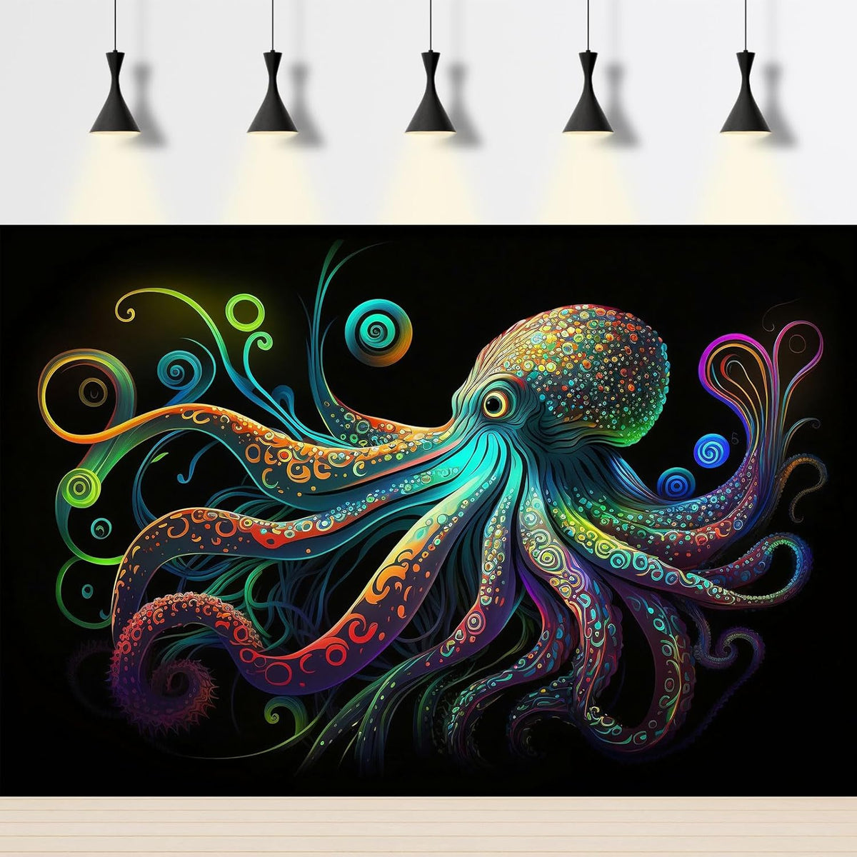 Octopus Aquarium Background Exquisite Colorful Octopus Terrarium Background Glowing Octopus on