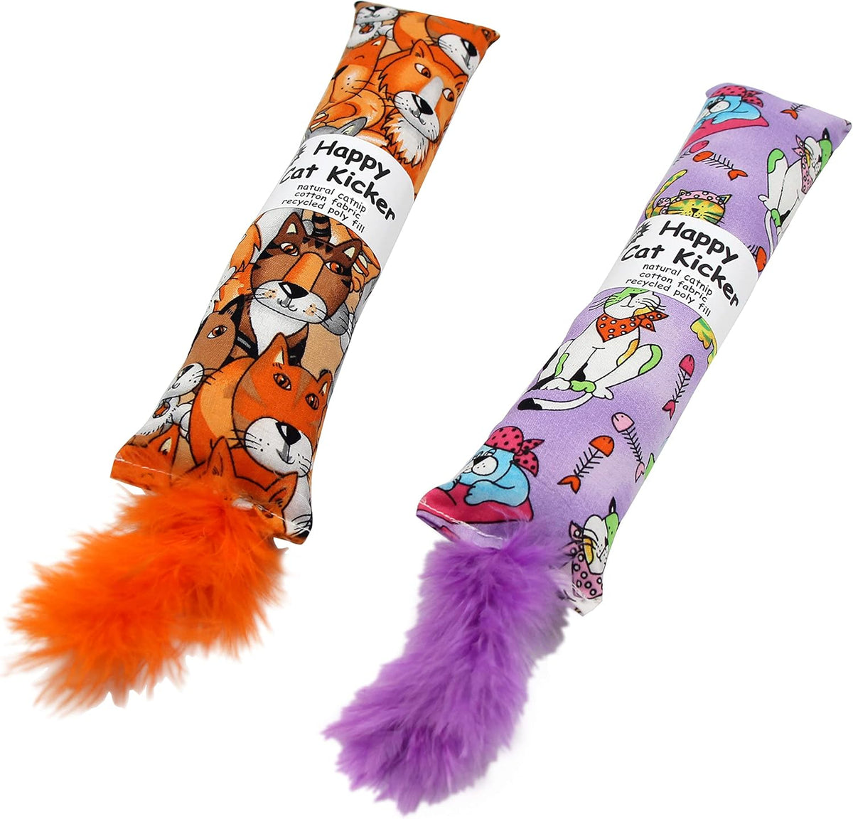 2 Pack Natural Interactive Catnip Cat Kicker with Feathers, Bite Resistant Chew Toy, Crinkle