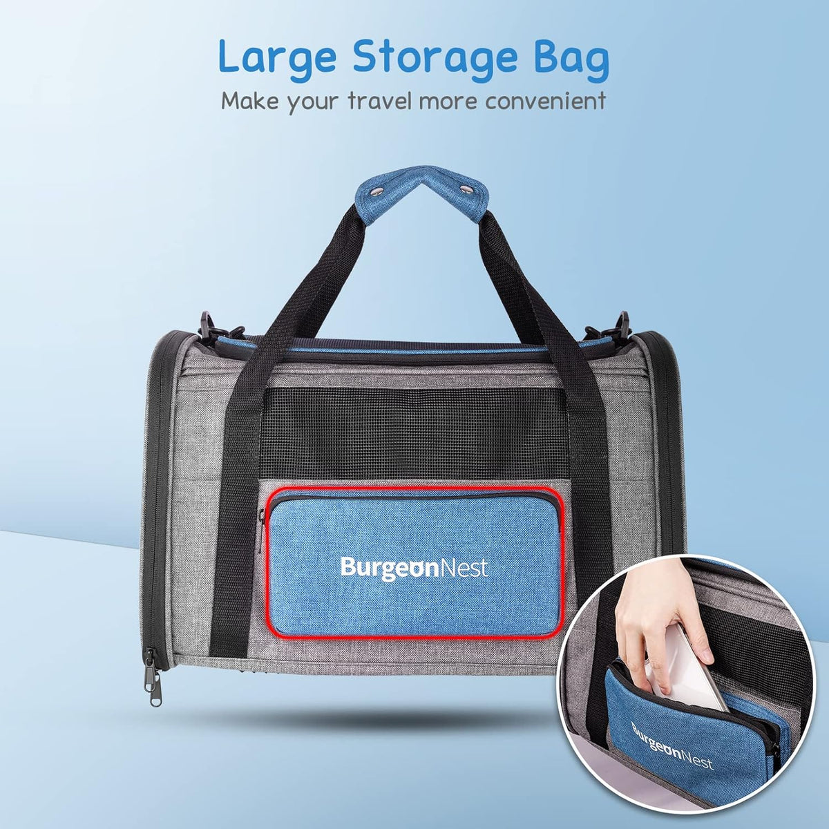 BurgeonNest Cat Carrier for Large Cats 20 lbs, Soft-Sided Pet Carrier for Small Dogs Medium Puppy