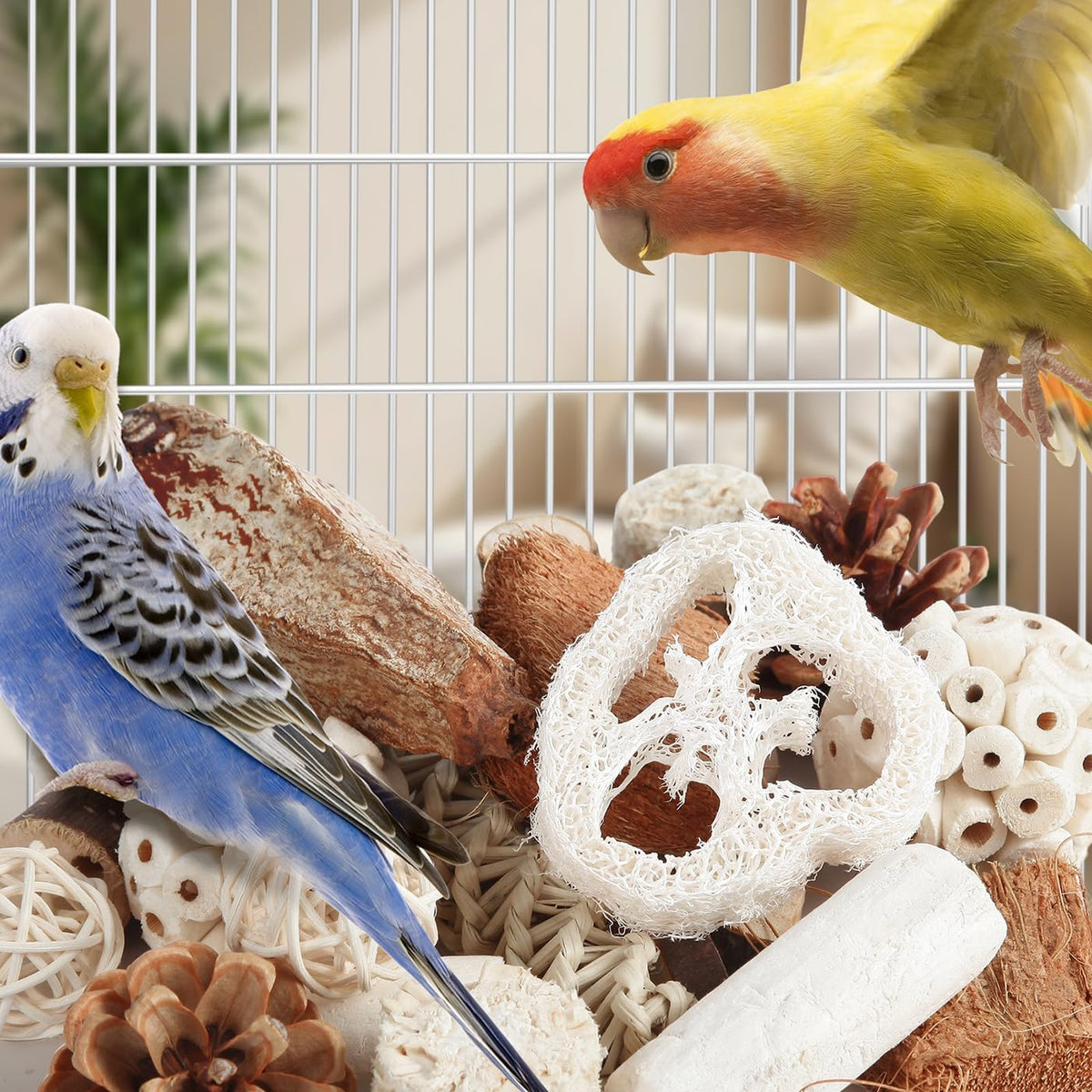 Kyouki Bird Toys Parrot Toys Natural Bird Foraging Box Foot for Parakeets,Cockatiels,Conures,Love