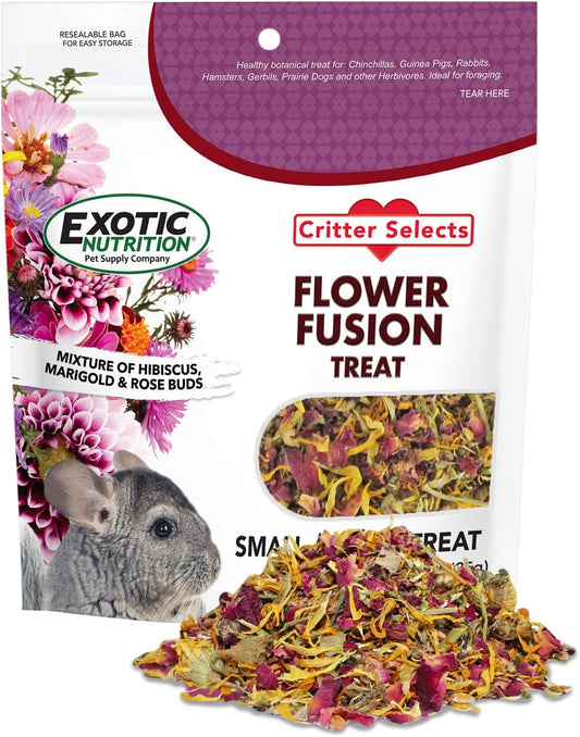 Flower Fusion Treat - Healthy Natural Dried Flower Herbivore Treat - Chinchillas, Guinea Pigs