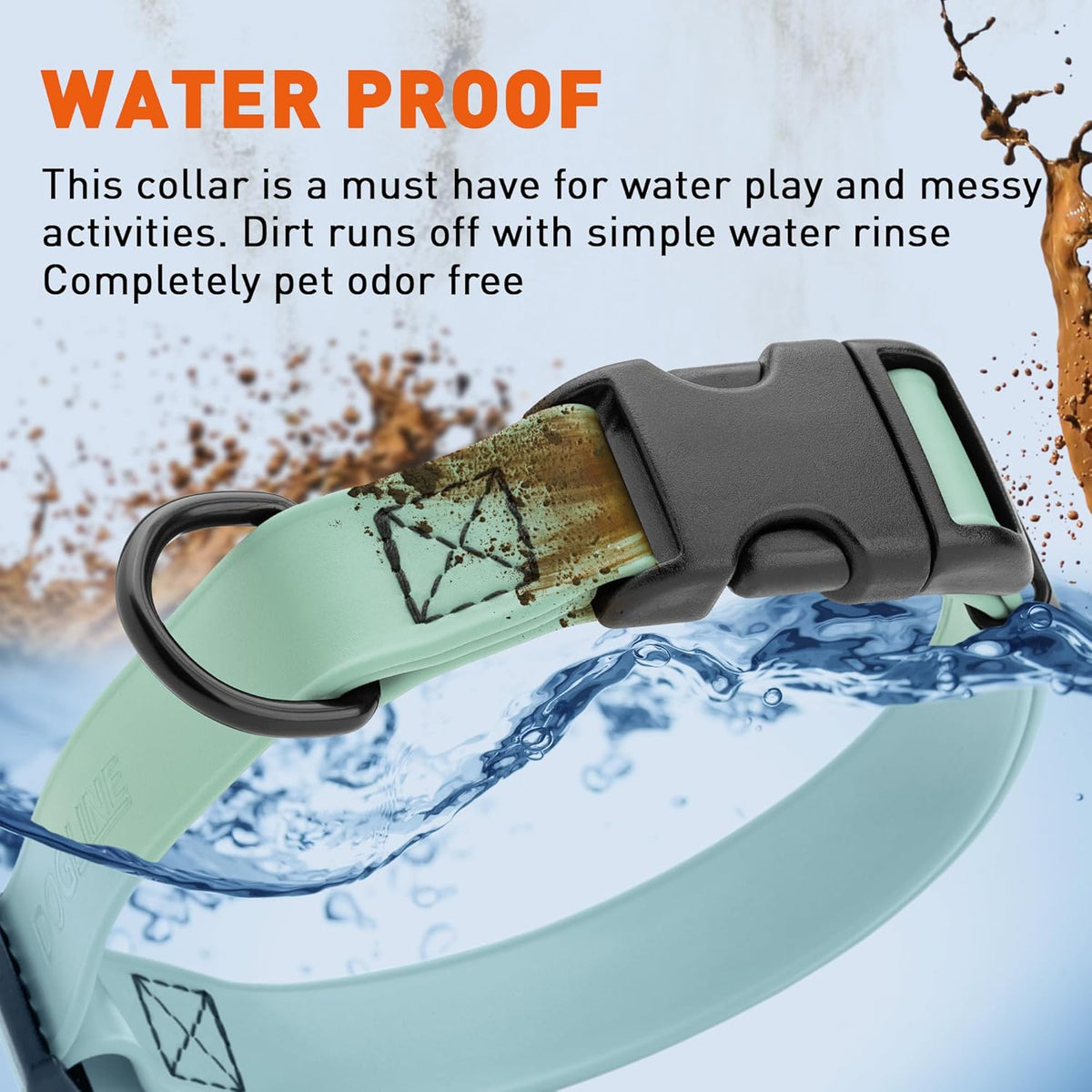 Dogline Biothane Waterproof Dog Collar with Quick Release Buckle Strong Coated Nylon Webbing with