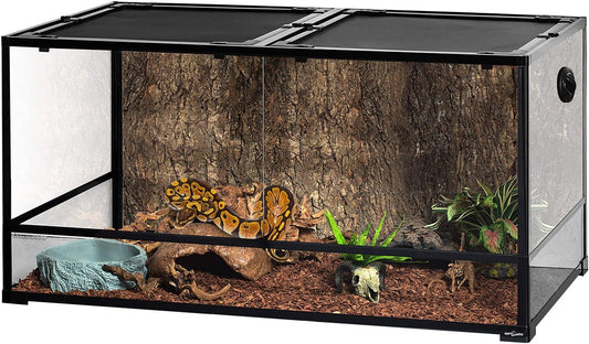 REPTIZOO Large Reptile Terrarium 120 Gallon, Tall & Wide Tempered Glass Reptile Tank 48" x 24" x