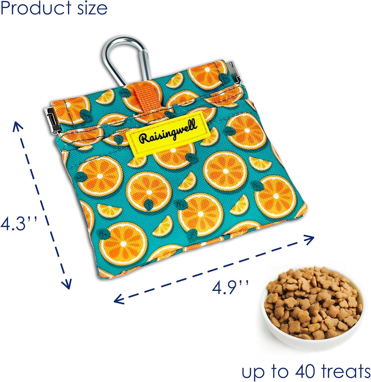 Dog Treat Pouch,Cotton Pocket Sized Training Holder, Hand Free Walking Funny Bag with Carabiner