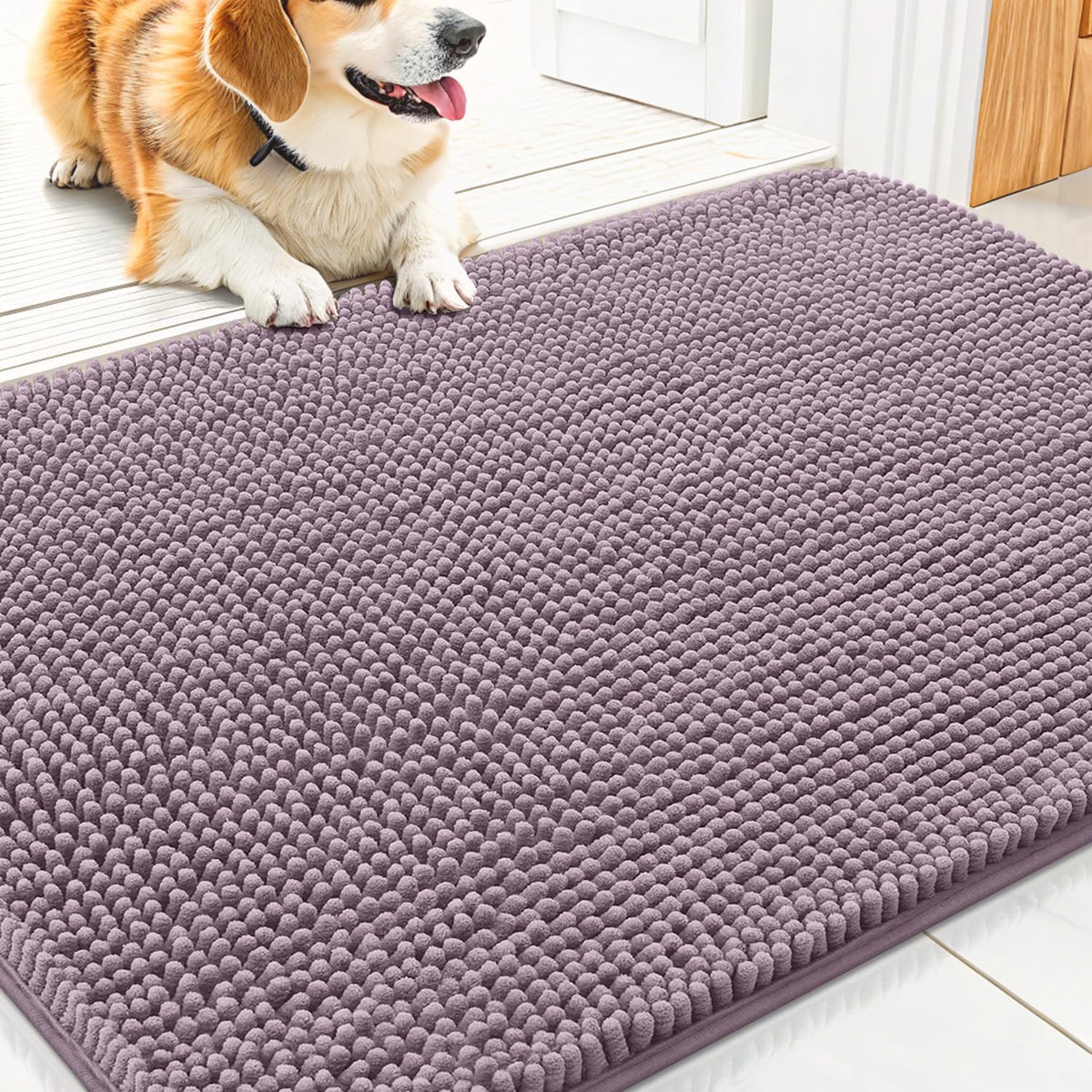 Smiry Dog Door Mat for Muddy Paws 30x20, Absorbs Moisture and Dirt Doormat, Non-Slip Washable Quick