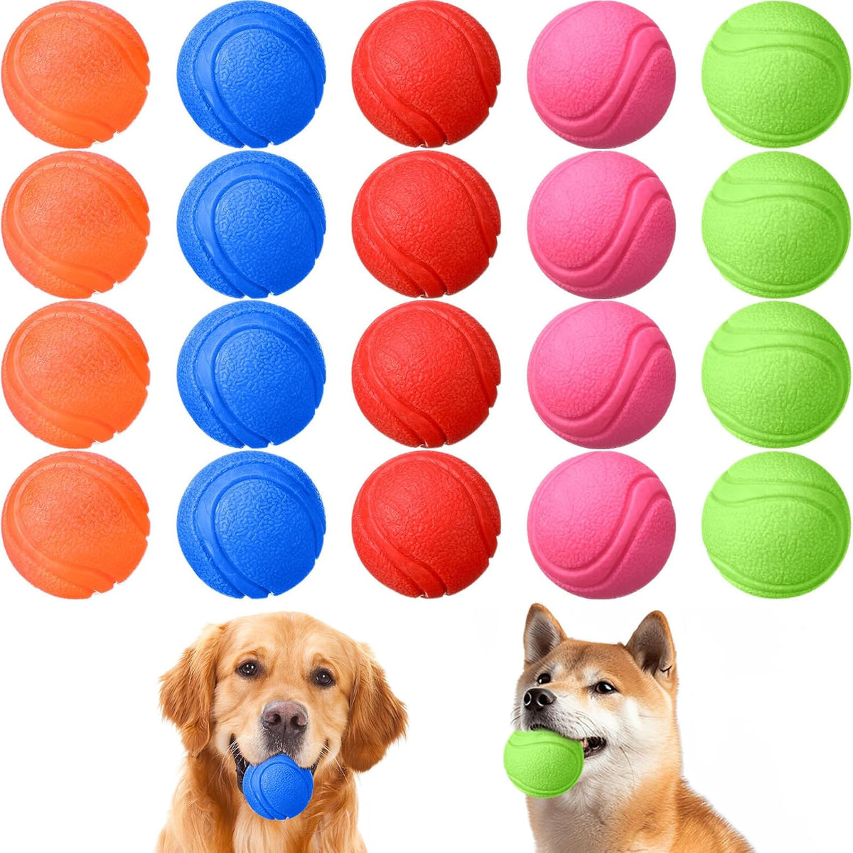 Jenaai 20 Pcs Indestructible Dog Toy Balls for Aggressive Chewers Chew Resistant Solid Rubber