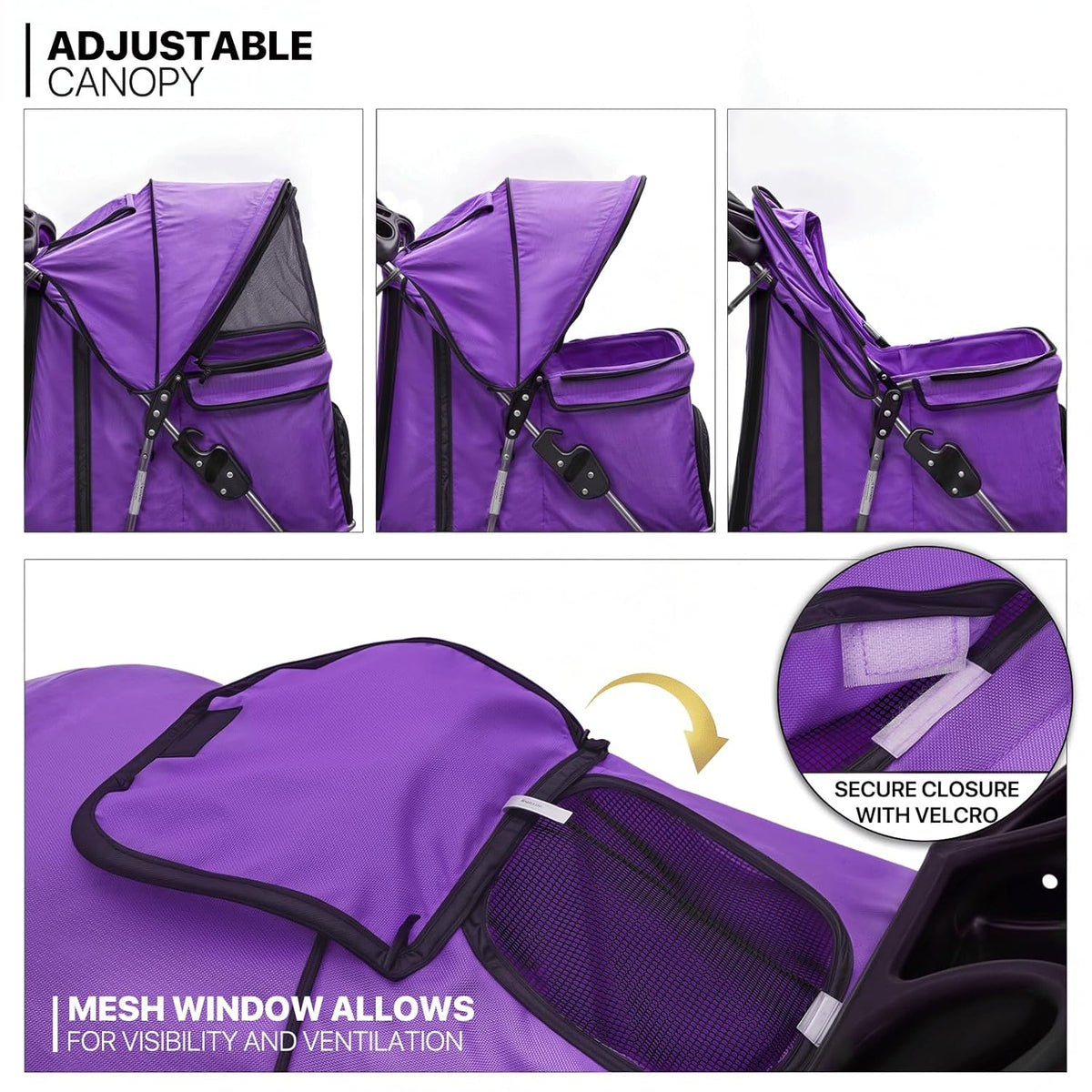 MoNiBloom 3 Wheels Pet Dog Cat Stroller for Small Medium Dogs Cats, Lightweight Foldable Jogger