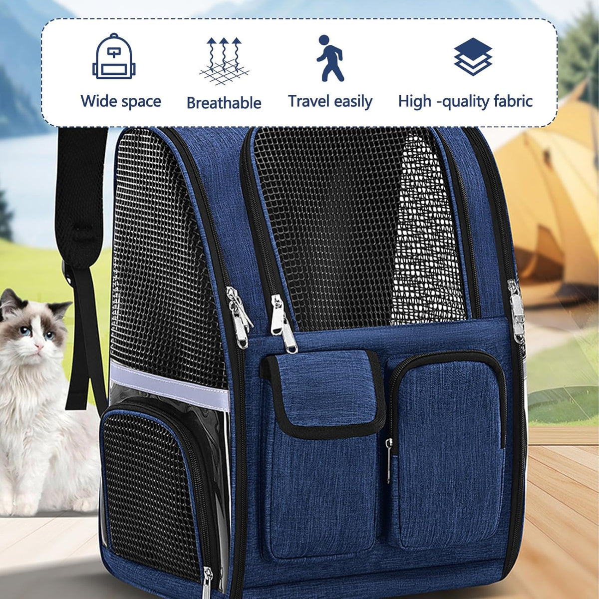 Pet Backpack, Airline Approved Dog Backpack, Cat Bag for Travel Hiking Bike Riding Walking Outdoor