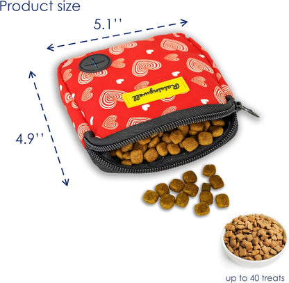 Dog Treat Pouch for Pet Walking and Training with Clicker Poop Bags Small Fanny Zipper Pack Holder