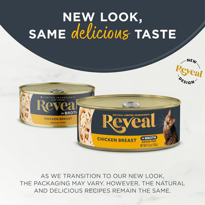 Reveal Natural Wet Cat Food, 12 Count, Grain Free, Limited Ingredient Canned Food for Cats, Chicken