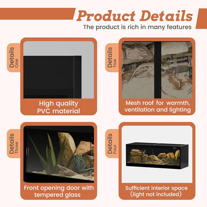 65 Gallon PVC Reptile Enclosure, RepWild 48"x18"x18" Terrarium/Tank with Heavy-Duty Screen Top