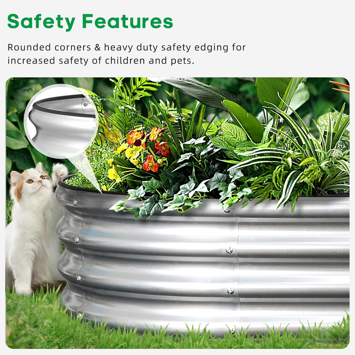 JERIA 2 Pcs 8×4×1ft Oval Raised Garden Bed,Galvanized Raised Garden Bed Kit Outdoor Metal Gardening
