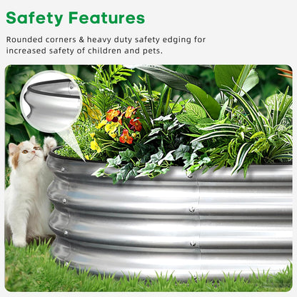 JERIA 2 Pcs 8×4×1ft Oval Raised Garden Bed,Galvanized Raised Garden Bed Kit Outdoor Metal Gardening
