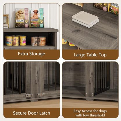 Furniture Dog Crate for 2 Dogs, 41 Inch Dog Kennel Furniture with Removable Divider and Shelf