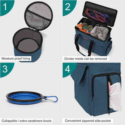 Modoker Dog Travel Bag, Weekend Pet Travel Set for Dog and Cat, Airline Approved Tote Organizer