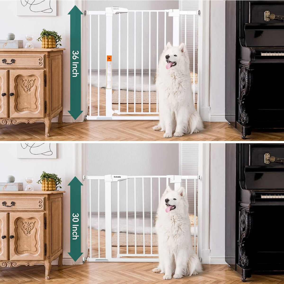 BABELIO 36" Extra Tall Dog Gate, 26-40" Wide Auto Close Baby Gate, Pressure Mounted Metal Pet, Easy