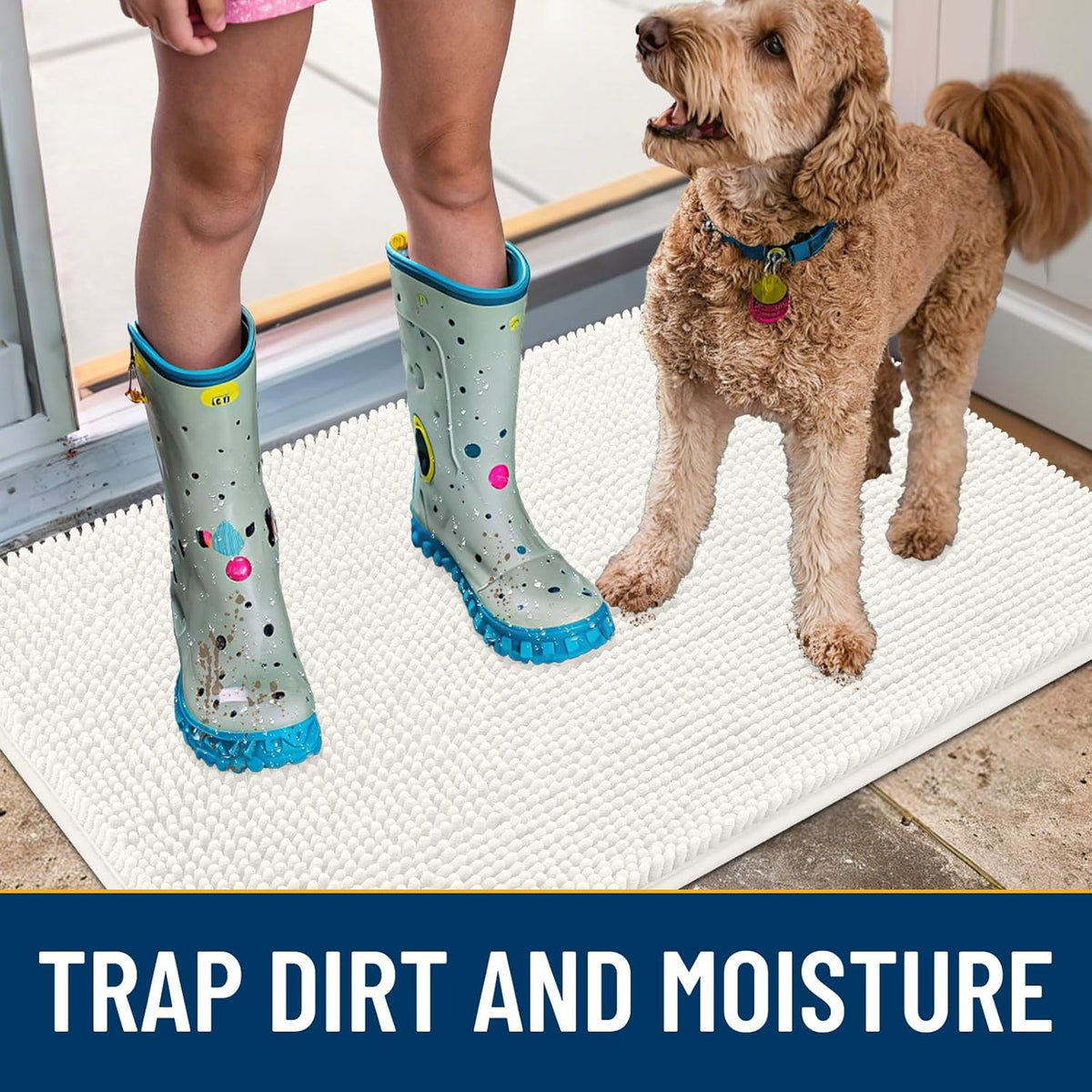 Smiry Dog Door Mat for Muddy Paws 36x24, Absorbs Moisture and Dirt Doormat, Non-Slip Washable Quick