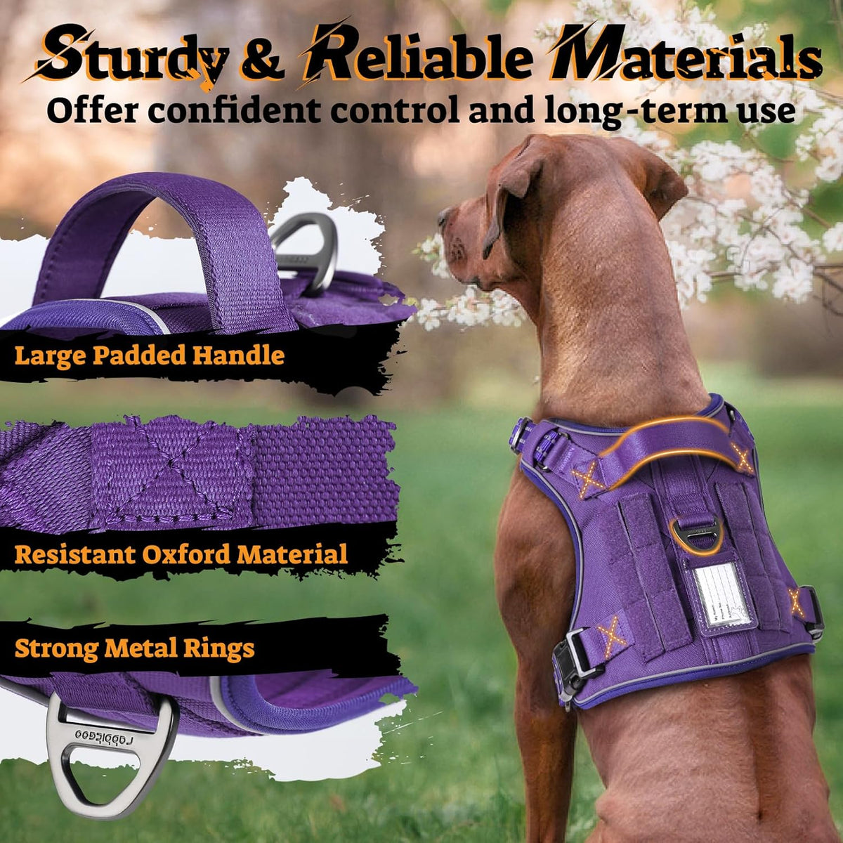 rabbitgoo Dog Harness for Large Dogs No Pull, Tactical Service Pet Vest with Molle and Control