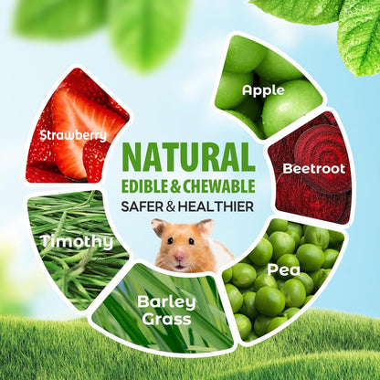 TEEWY Guinea Pig Chew Toys, Natural Vegetables and Timothy Grass, Hamster Chew Toys, Prevents