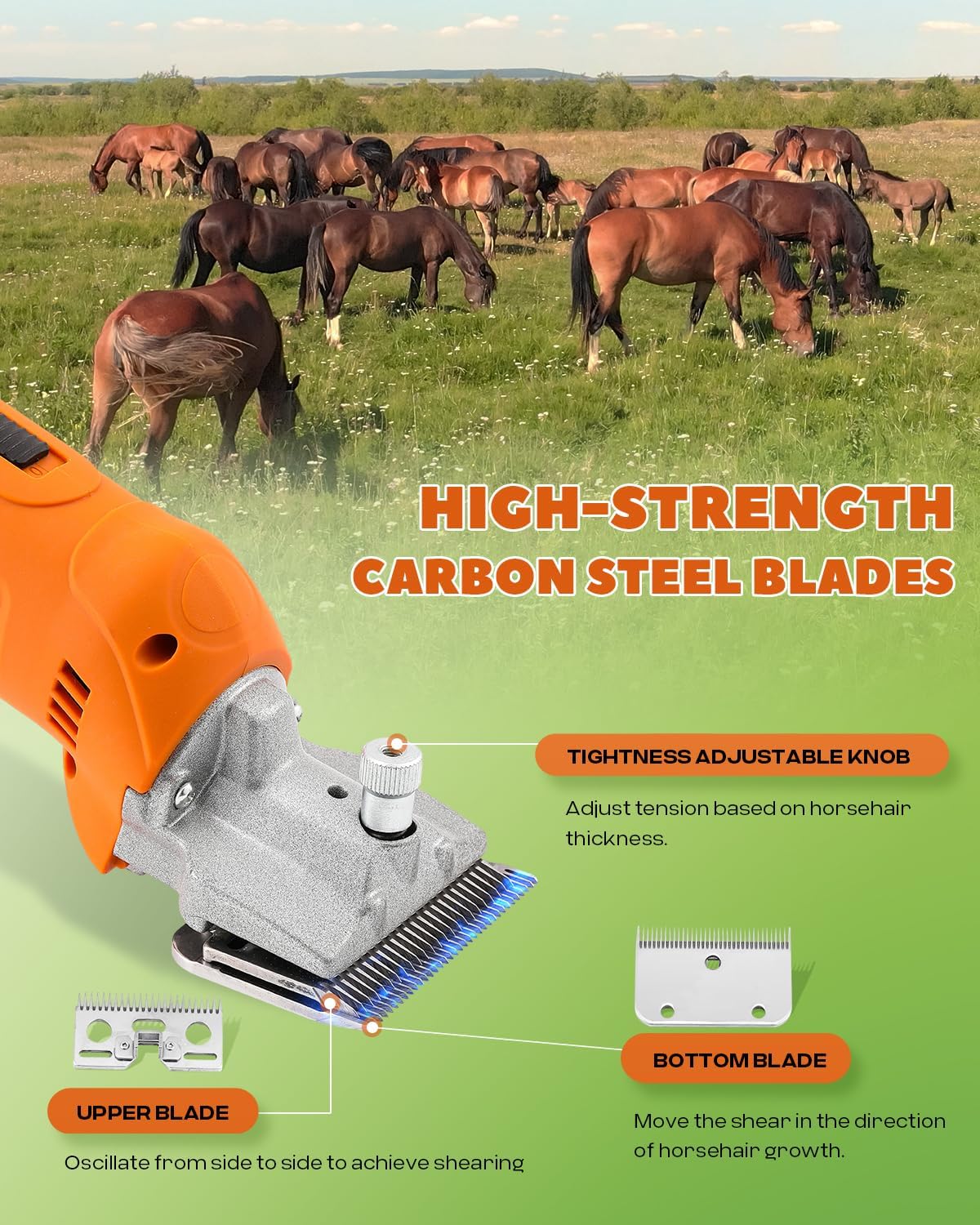 Horse Clippers Cordless, Heavy Duty Horse Grooming Kit, 6-Speed Professional Livestock Clippers
