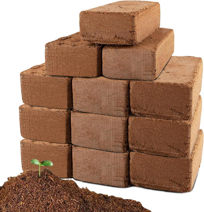 Coco Coir Brick for Plants-12 Pack Premium Coconut Bricks, 100% Organic Peat Moss, Fiber Coconut