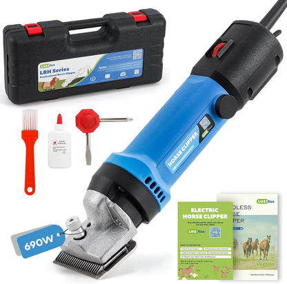 Horse Clippers 690W 28000RPM, Heavy Duty Horse Grooming Kit, Professional Livestock Clippers with 6
