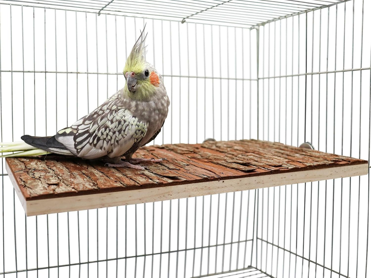 13.6 × 7.9 inch Large Bird Perch Stand Platform, Natural Wooden Small Animals Cage Accessories